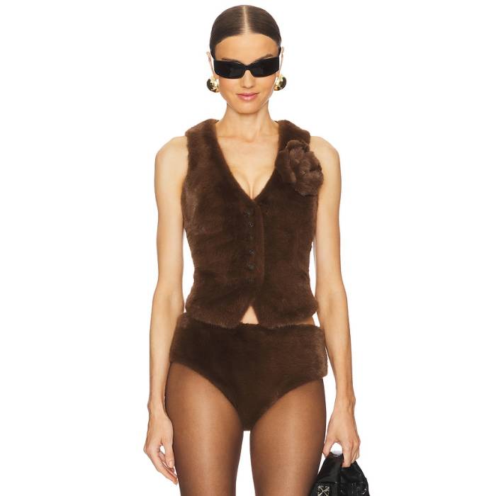 Giuseppe Di Morabito 【 Faux Fur Vest With Rosette Women Brown 】 ベスト レディース 茶色 ブラウン｜スニケス