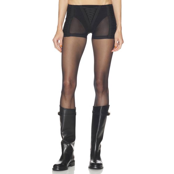 Haelo 【 Sheer Lace Up Micro Short Women Black 】 Micro ミクロ レディース 黒いこと 黒いこと