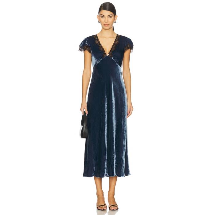 Rixo 【 Clarice Dress Women Steel Blue 】 御召しもの レディース Steel スチール写真 青碧 青碧