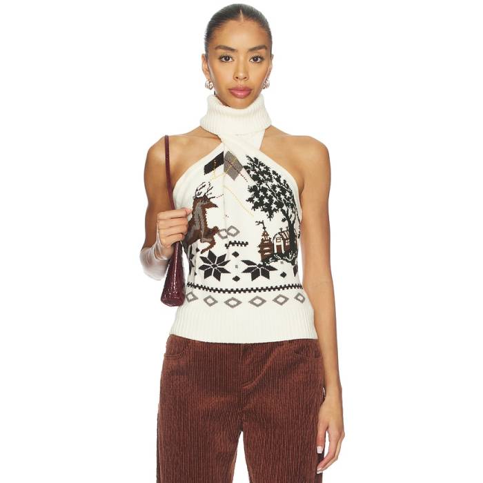 Monse 【 Mixed Fair Isle Halter Top Women Ivory 】 レディース 象牙色