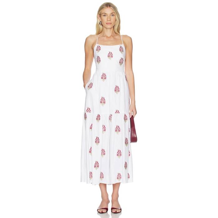 Rosewater House 【 Sarv Maxi Dress Women Off White \u0026Amp; Red 】 御召しもの レディース 白いこと 白いこと Red 赤・赤いこと