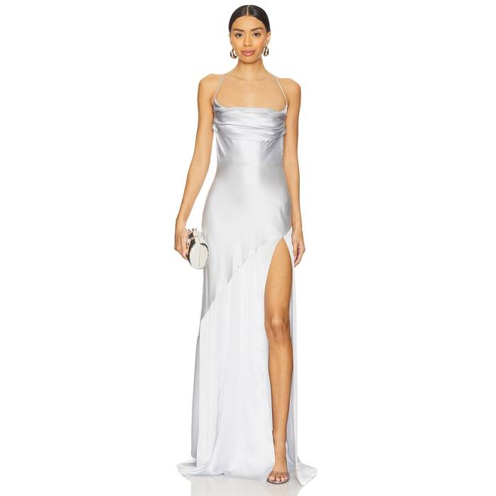 Retrofete 【 Emery Embellished Silk Dress Women Dove 】 お召しもの レディース