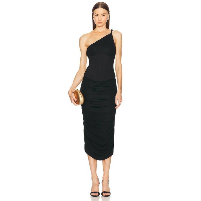 Michael Costello 【 X Revolve Rinxent Midi Dress Women Black 】 お召しもの レディース 黒いこと 黒いこと
