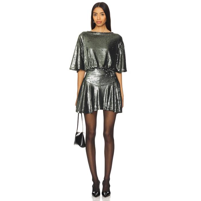 フリーピープル Free People 【 Manuka Sequin Mini Dress Women Gunmetal 】 御召しもの レディース