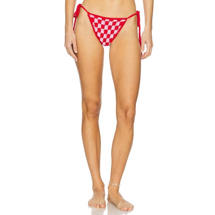 Superdown 【 Alessia Crochet Bikini Bottom Women Pink \u0026Amp; Red 】 ズボン ボトムス レディース pink サクラ色 Red 赤・赤いこと