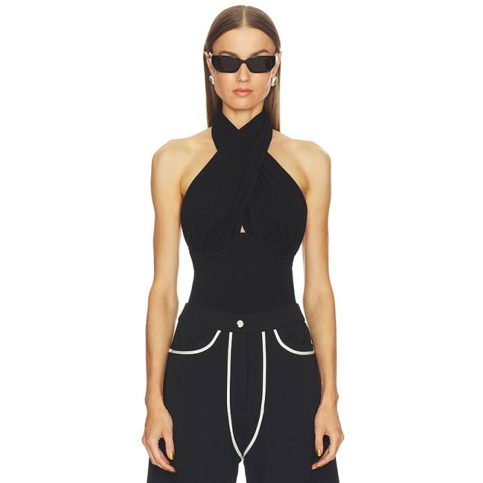 Paris Georgia 【 Draped Bodysuit Women Black 】 上半身背広 レディース 黒いこと 黒いこと
