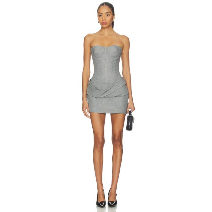 Alex Perry 【 Longline Cupped Corset Mini Dress Women Grey 】 御召しもの レディース 薄墨色 薄墨色