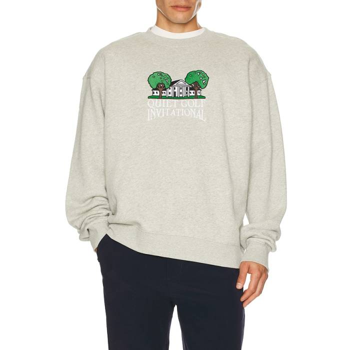 Quiet Golf 【 Invitational Crew Neck Sweatshirt Men Ash 】 労働者の一団 流汗 調教師 メンズ