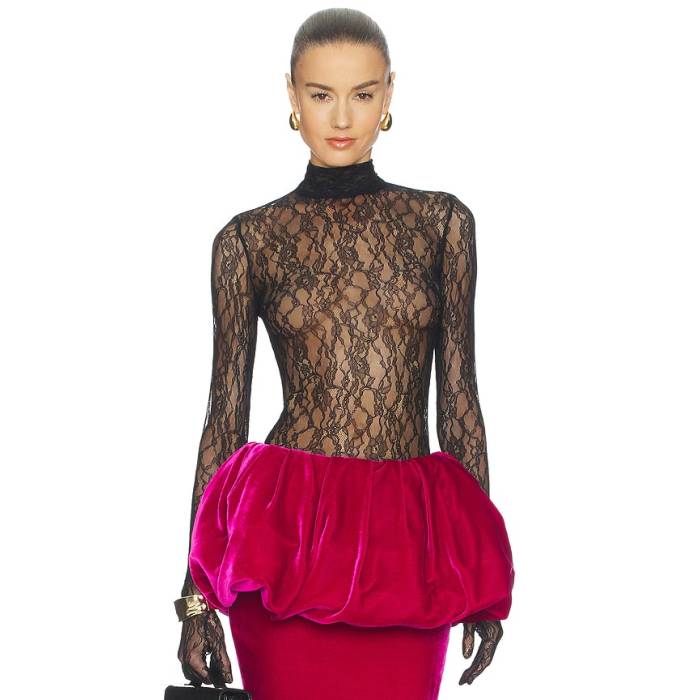 The New Arrivals By Ilkyaz Ozel 【 Deya Lace Turtleneck Women Midnight Sky 】 レディース 天の原