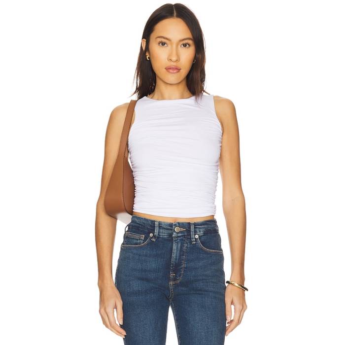 グッドアメリカン Good American 【 Ruched Tank Top Women White001 】 タンクトップ レディース｜スニケス