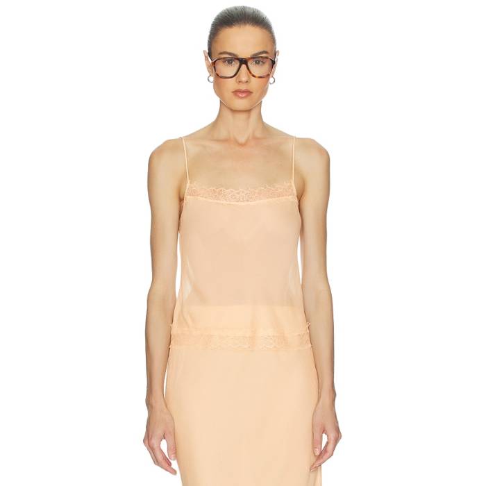Helsa 【 Viscose Satin Cami With Lace Women Fawn 】 繻子 レディース
