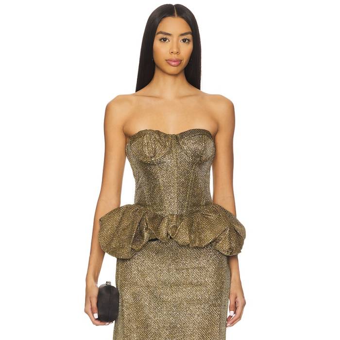 Patbo 【 Weave Peplum Top Women Gold 】 レディース ゴールド