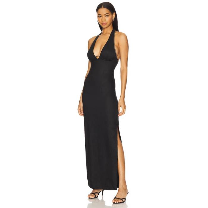 Sir. 【 Violet Halter Midi Dress Women Black 】 紫・バイオレット ドレス レディース 黒色 ブラック｜スニケス