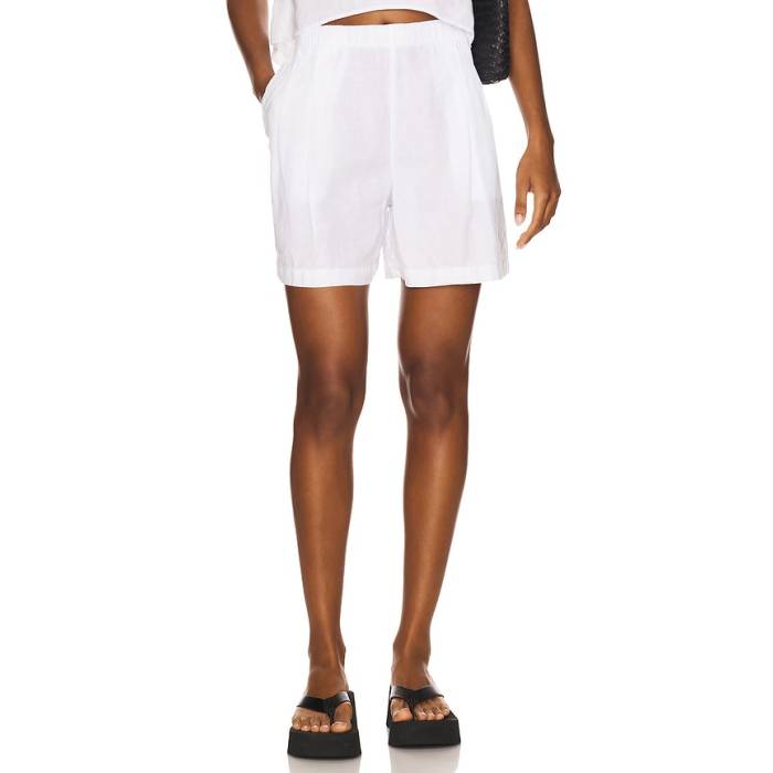 ジェームス がま口 James Perse 【 Lightweight Linen Elastic Short Women White 】 レディース 白いこと 白いこと