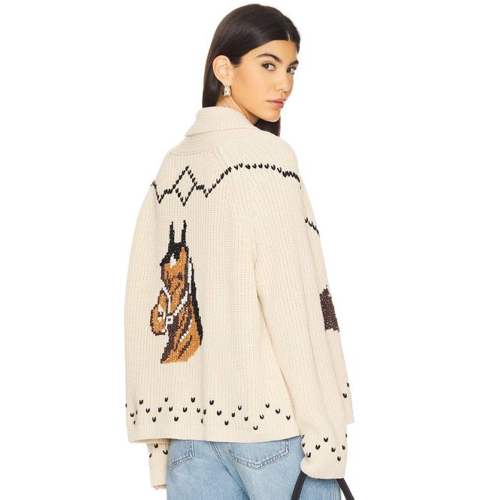 The Great 【 The Horse Lodge Cardigan Women Cream 】 ジレー レディース 皮膚軟化剤