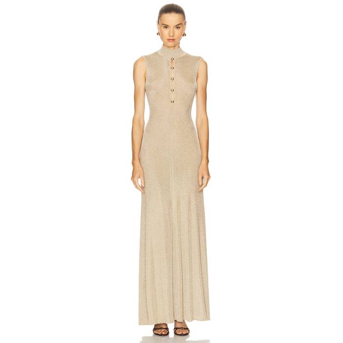 Self-Portrait 【 Lurex Knit Maxi Dress Women Gold 】 編み物 御召しもの レディース ゴールド