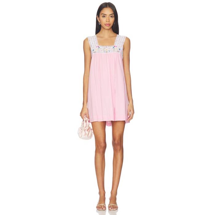 Swf 【 Square Neck Embroidered Midi Dress Women Dusk Love 】 お召しもの レディース