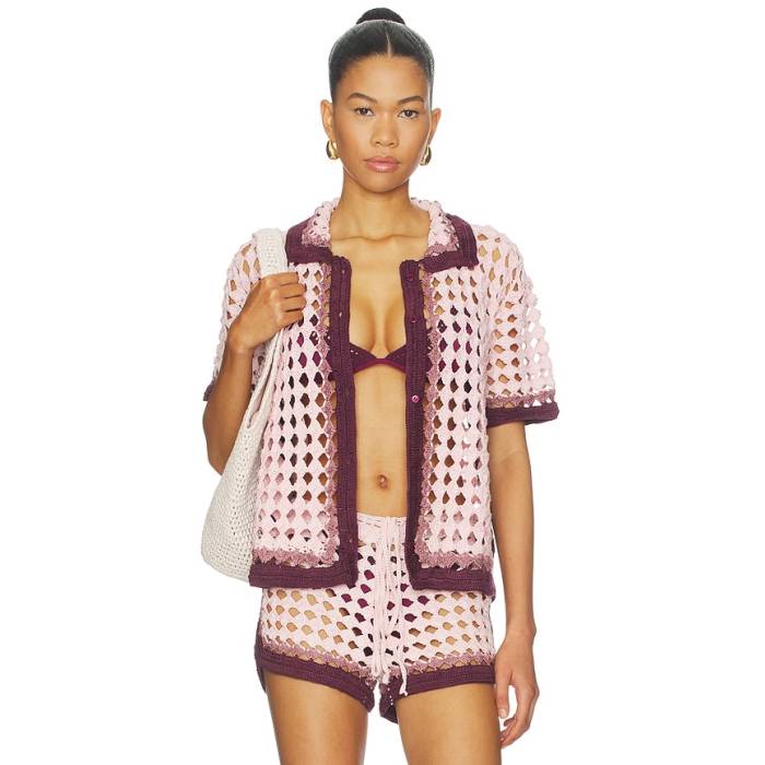 Leslie Amon 【 Garis Shirt Women Pink 】 レディース pink サクラ色