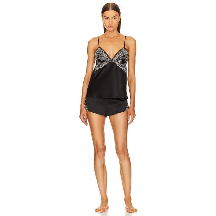 Flora Nikrooz 【 Rosa Charmeuse Short Set Women Black 】 レディース 黒いこと 黒いこと