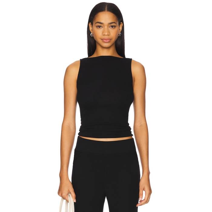 Enza Costa 【 Silk Knit Sleeveless Boatneck Top Women Black 】 編み物 Sleeveless ノン捩り レディース 黒いこと 黒いこと レディースファッション-タンクトップ-トップス