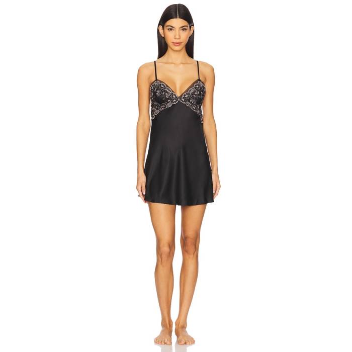 Flora Nikrooz 【 Rosa Charmeuse Chemise Women Black 】 レディース 黒いこと 黒いこと