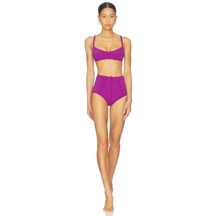 Lisa Marie Fernandez 【 Balconette High Waist Bikini Set Women Raspberry Seersucker 】 ご機嫌 レディース