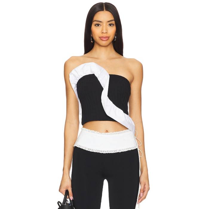 フリーピープル Free People 【 X Revolve Jagger Knit Tube Top Women Black 】 編み物 レディース 黒いこと 黒いこと