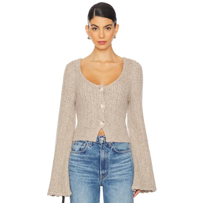 Nation Los Angeles 【 Berenice Round Neck Cardigan Women Oatmeal Heather 】 ジレー レディース heather ギョリュウモドキ
