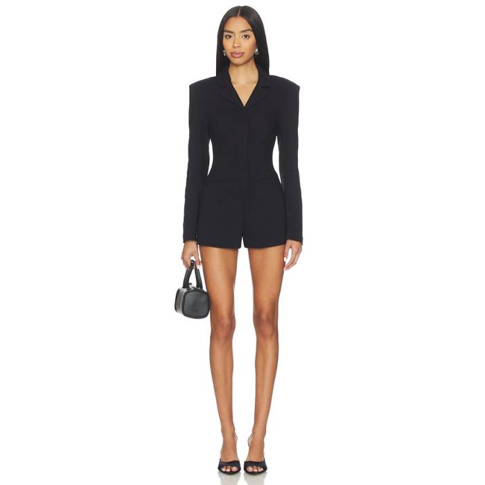 Weworewhat 【 Cinched Waist Blazer Romper Women Black 】 ブレイザー ロンパース レディース 黒いこと 黒いこと
