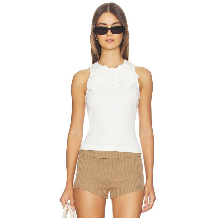 Aknvas 【 Camille Flower Tank Women White 】 貯蔵タンクとっ始め レディース 白いこと 白いこと