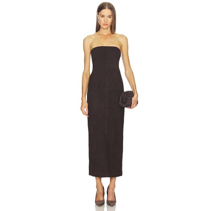 Srg 【 Kim Suede Dress Women Chocolate 】 スエード・スウェード お召しもの レディース