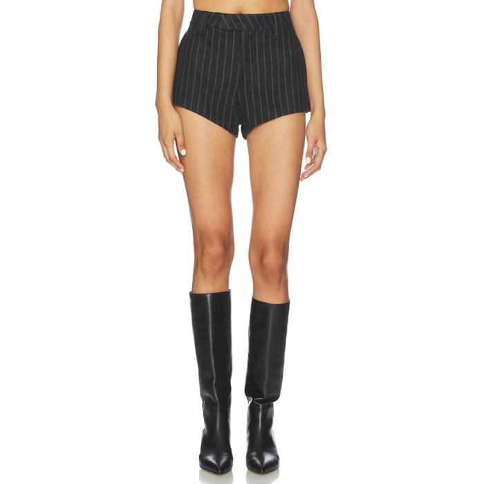 Afrm 【 The Tailored Hot Short Women Dark Grey Stripe 】 レディース 灰色 グレー Stripe ストライプ｜スニケス