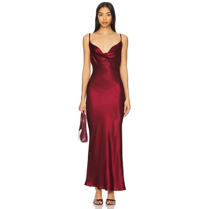 Sndys 【 X Revolve Skin Satin Dress Women Burgundy 】 繻子 お召しもの レディース ぶどう酒色・バーガンディー