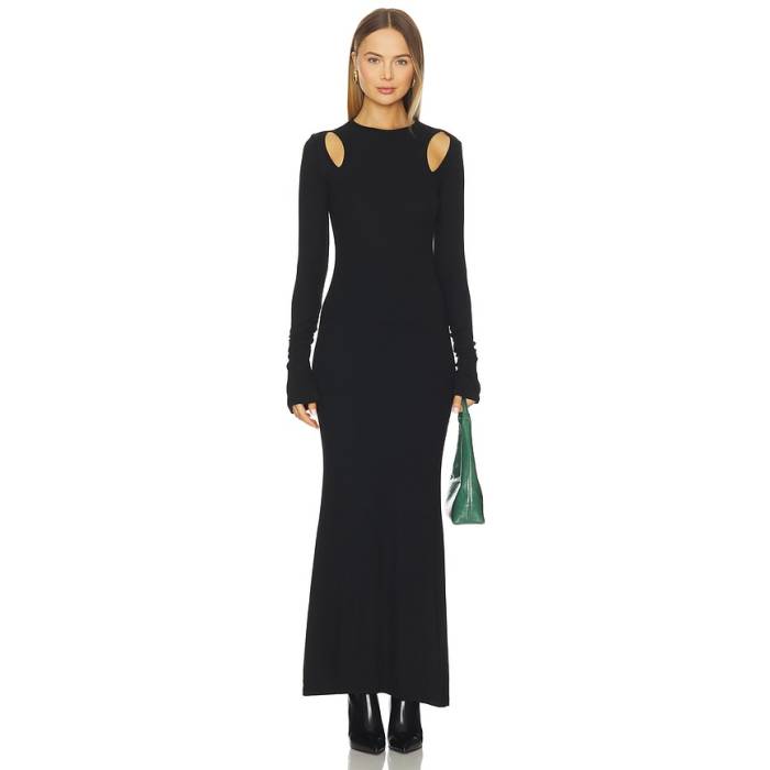Sndys 【 Autumn Maxi Dress Women Black 】 秋季 お召しもの レディース 黒いこと 黒いこと