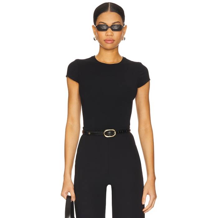 命令すること Commando 【 Butter Luxe Cap Sleeve Bodysuit Women Black 】 旗がしら かぶり笠 Sleeve 捩り 上半身背広 レディース 黒いこと 黒いこと