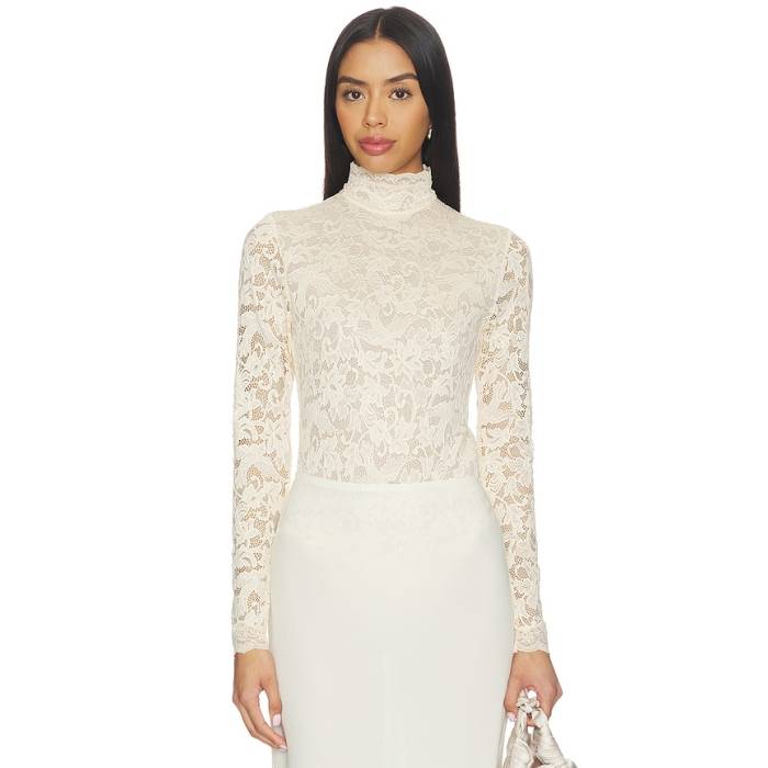 ジマーマン Zimmermann 【 High Neck Bodysuit Women Cream 】 御機嫌 上半身背広 レディース 皮膚軟化剤