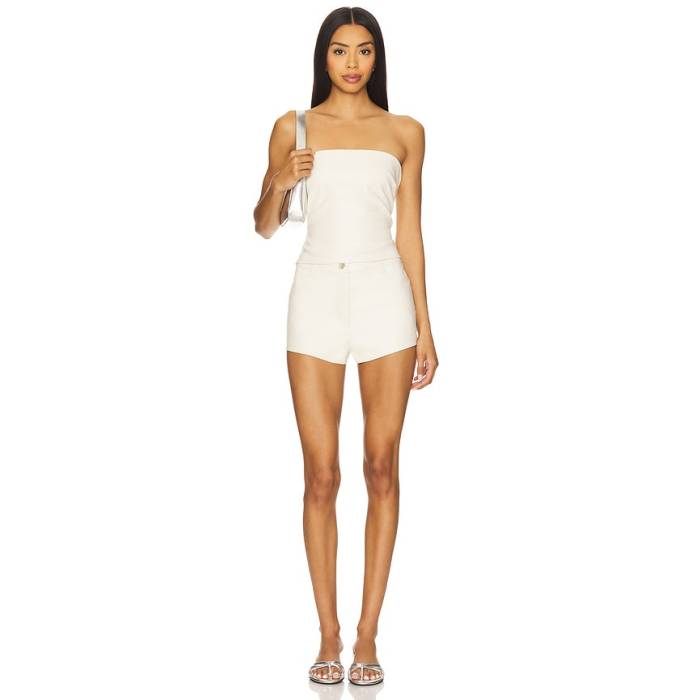 Superdown 【 Kayla Faux Leather Short Set Women Cream 】 なめし革 レディース 皮膚軟化剤