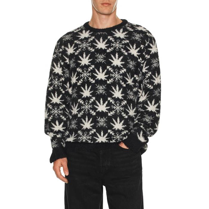 ハフ Huf 【 Arctic Plantlife Crewneck Sweater Men Black 】 工業プラント生存期間 調教師 メンズ 黒いこと 黒いこと