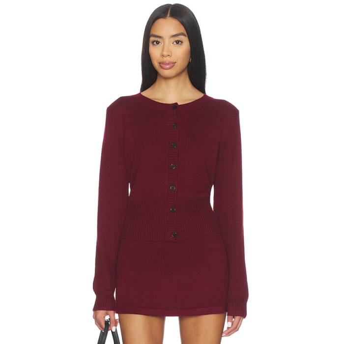 Amelie Teje 【 Elle Knit Top Women Dark Red 】 編み物 レディース Red 赤・赤いこと