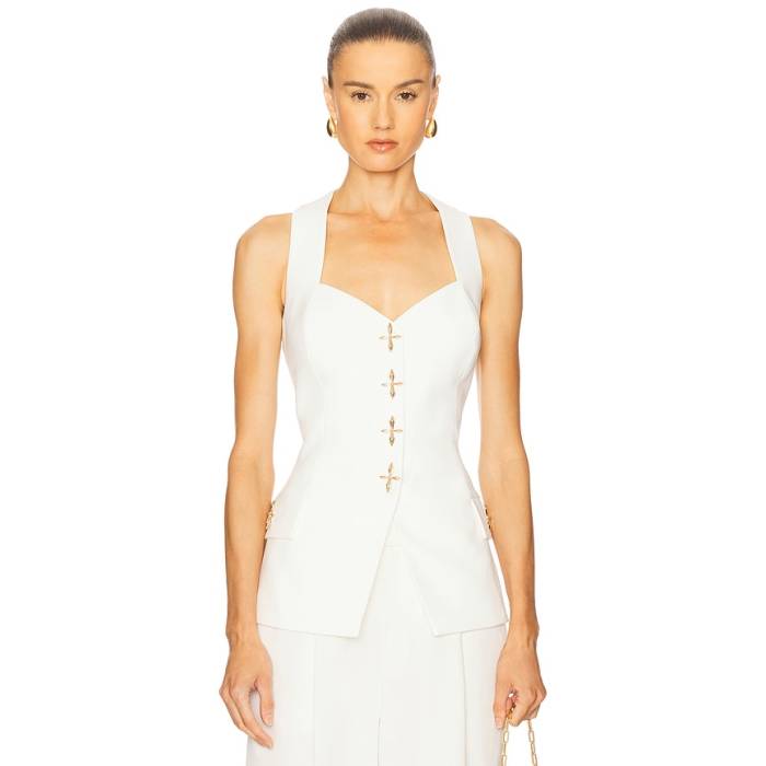 Nadine Merabi 【 Zoe Waistcoat Women White 】 より良い ジレ レディース 白いこと 白いこと