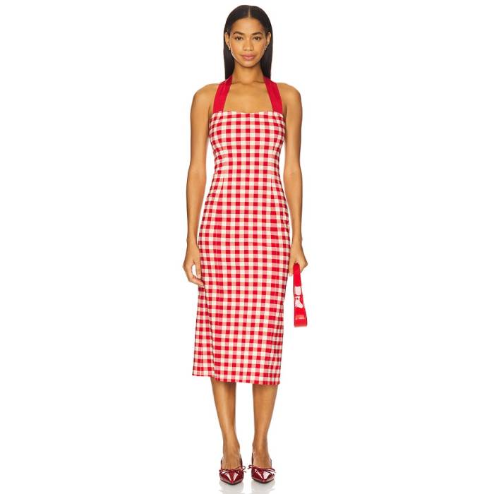 Lpa 【 Liz Midi Dress Women Red Gingham Print 】 ドレス レディース Red 赤・レッド