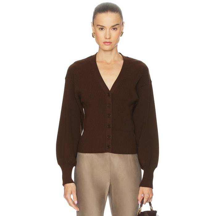 L\u0027academie 【 By Marianna Monnie Knit Cardigan Women Chocolate Brown 】 編み物 ジレー レディース 赤銅色 赤銅色