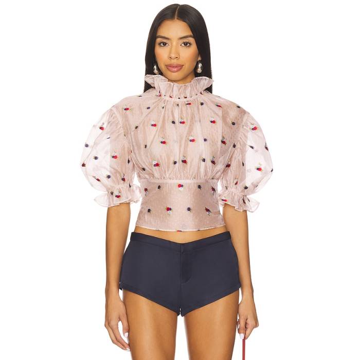 Yuhan Wang 【 Floral Jacquard Blouse Women Champagne Floral 】 レディース