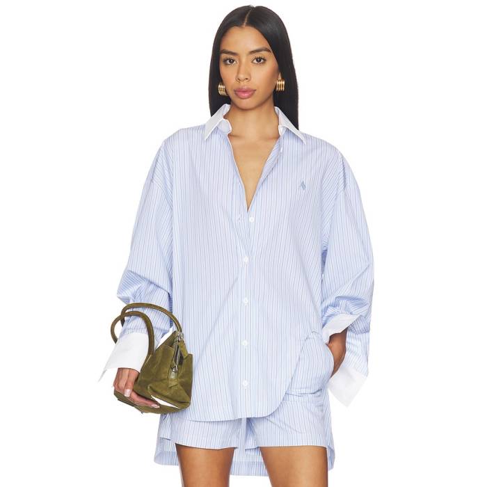 ジ・アティコ The Attico 【 Striped Button Down Shirt Women Light Blue \u0026Amp; White 】 落ちこむ レディース 青碧 青碧 白いこと 白いこと