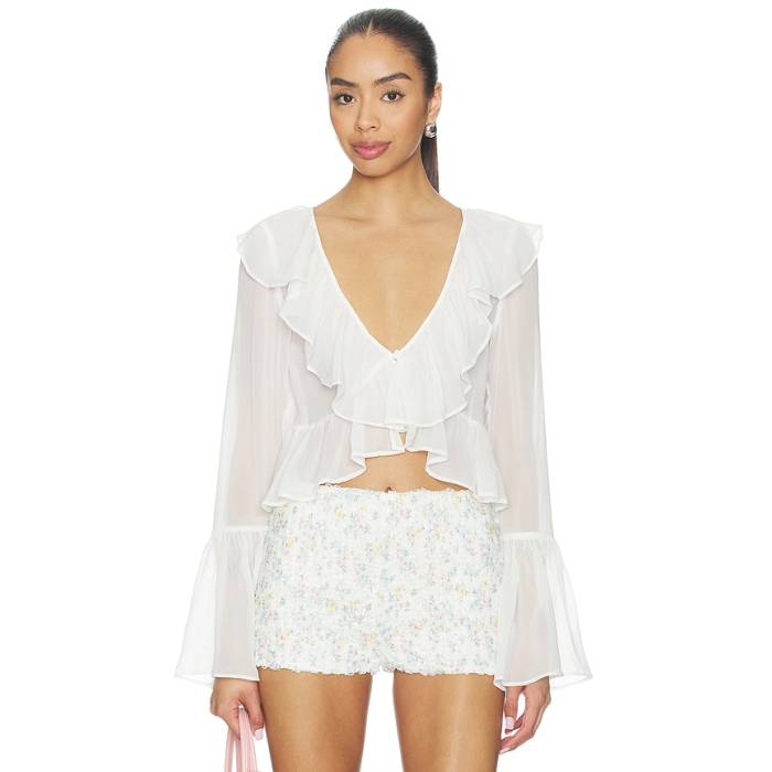 For Love \u0026 Lemons 【 Lila Flare Top Women White 】 紫はしどい・ライラ レディース 白いこと 白いこと