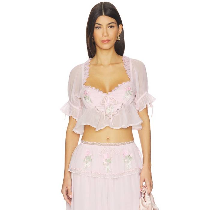 For Love \u0026 Lemons 【 Rae Rose Crop Top Women Pink 】 Rose サクラ色 Crop クロップ レディース pink サクラ色