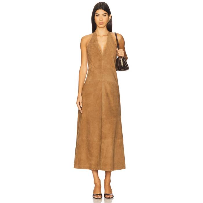 St. Agni 【 Suede Halter Plunge Dress Women Toffee 】 スエード・スウェード 御召しもの レディース