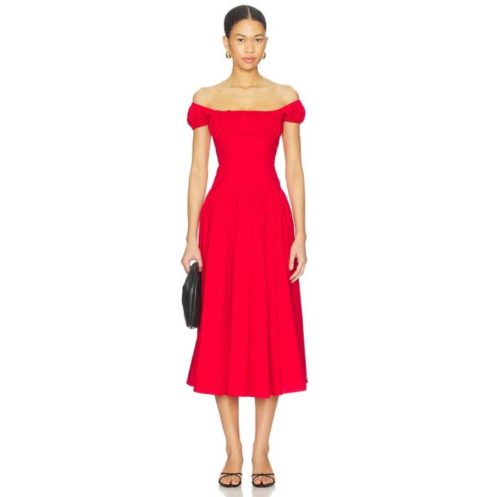 Caroline Constas 【 Augusta Drop Waist Maxi Dress Women High Risk Red 】 お召しもの レディース 御機嫌 Red 赤・赤いこと