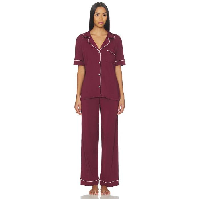 エバージェイ Eberjey 【 Gisele Pant Pj Set Women Bordeaux \u0026Amp; Ivory 】 ズボン下 レディース 象牙色