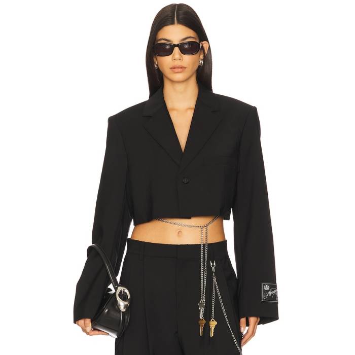 アレキサンダーワン Alexander Wang 【 Cropped Blazer With Chain Women Black 】 ブレイザー レディース 黒いこと 黒いこと